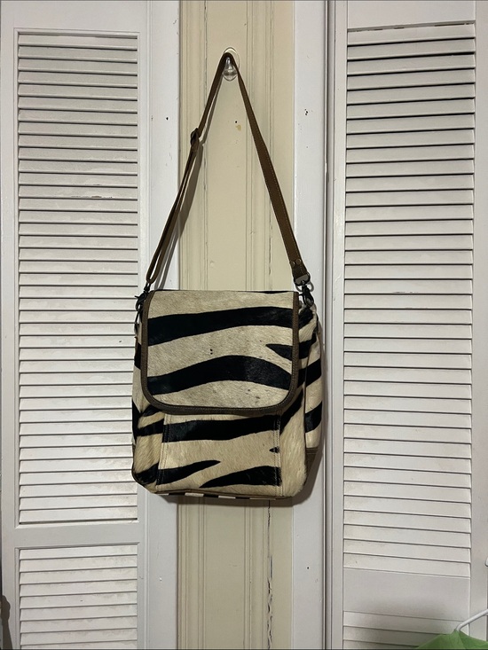 Mayra Other - Zebra-Print Messenger Bag in Black and Cream